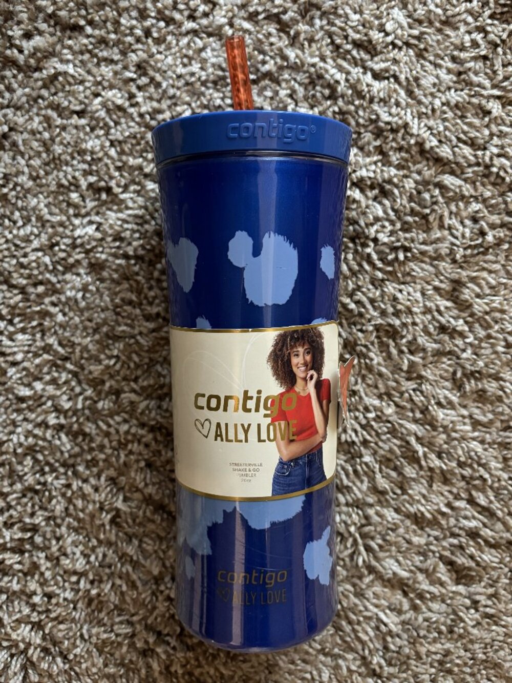Contigo Ally Love AutoClose Shake & Go 20oz Tumbler-Blue (Stellar Jay)-NEW